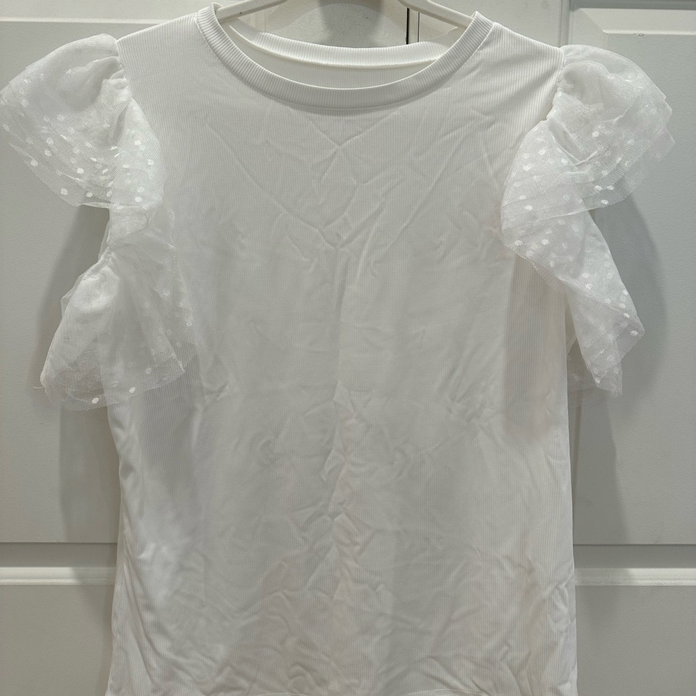 White Ruffle Sleeve Top